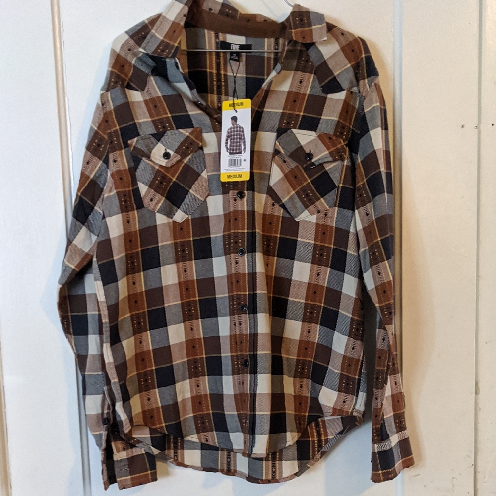 Frye Jacquard Flannel Almost Black M Gorpcore Goblin Utility Granola Leisure